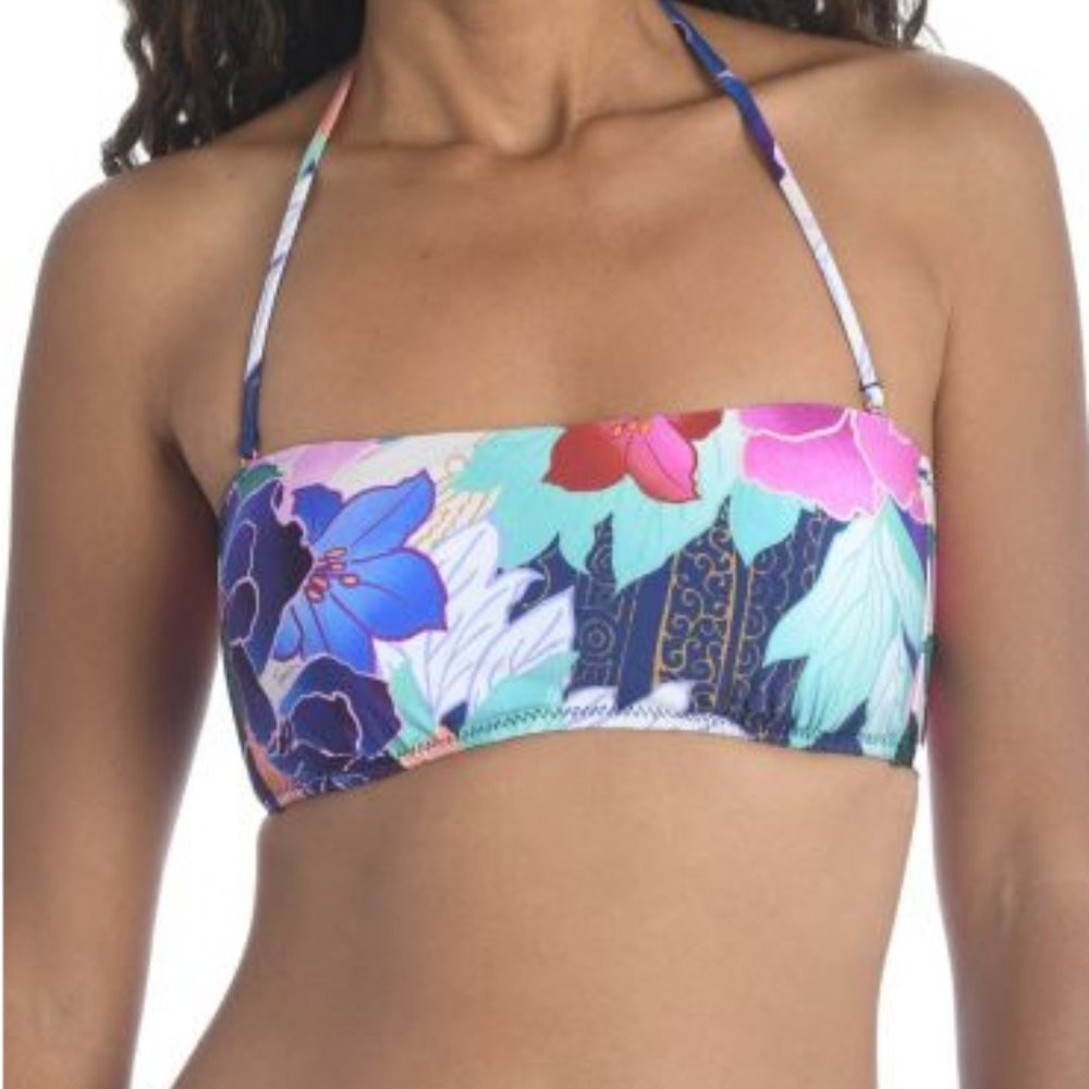 Trina Turk Opulent Oasis Bandeau Loop Tie Back Bikini Top Size 8 TOP ONLY